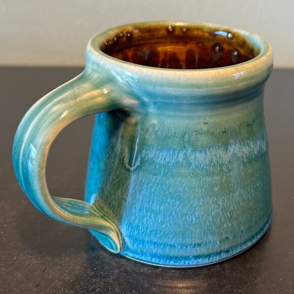 Handcrafted Hand Thrown Drip Glaze Pottery Mug Signed by Artist - Wells - Picture 5 of 10